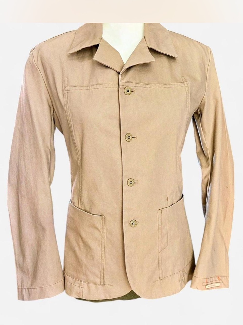 Diesel Beige Utility Chore Jacket I Tailored Cotton Jacket I Size M